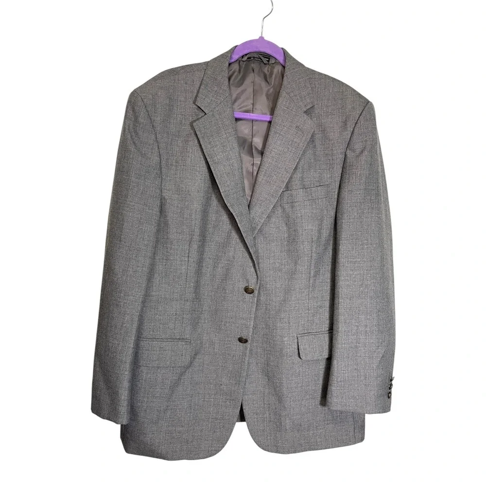 Meeting Street 44R Gray Blazer Two Button Lined Professional Dark Academia